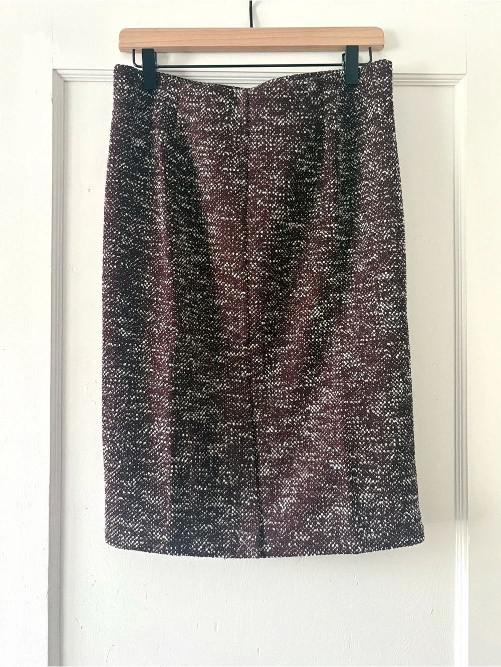 Ann Taylor Burgundy and Black Textured Pencil Skirt